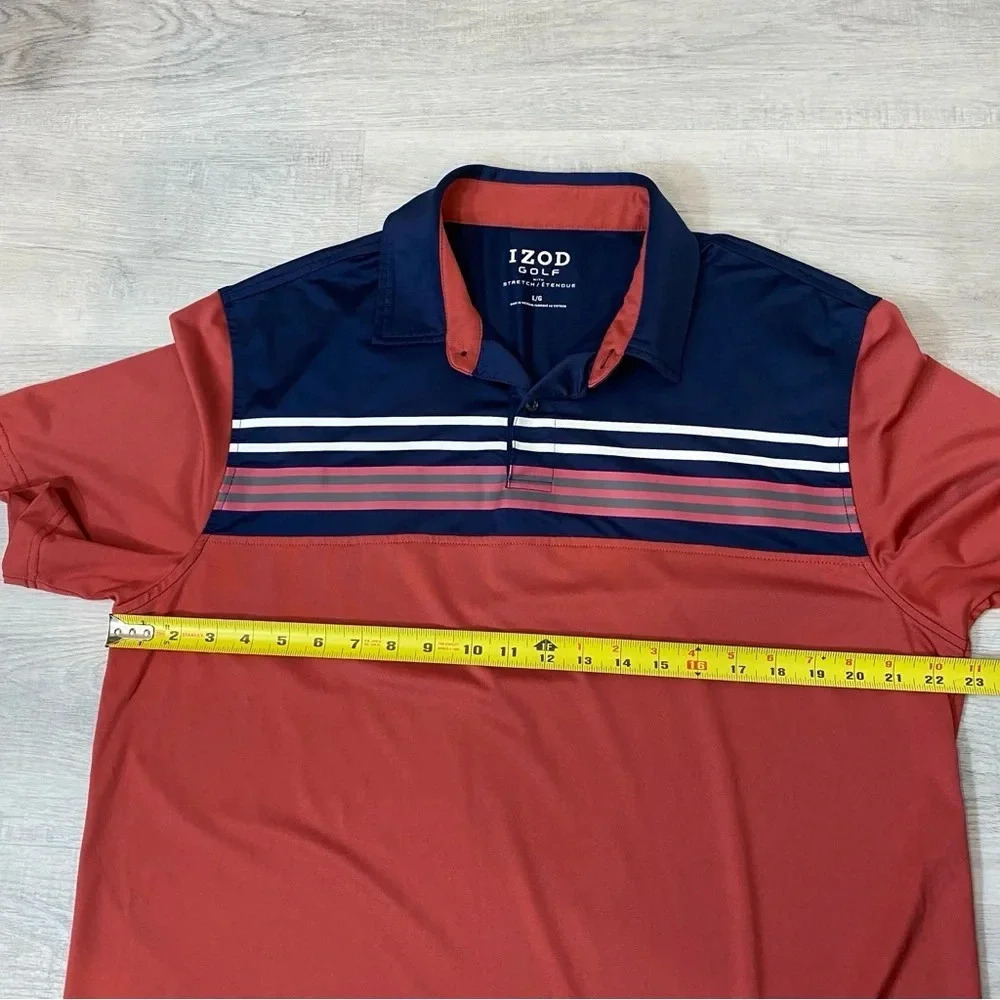 IZOD Men's Golf Polo in Salmon and Navy Size L - Short Sleeve with stretch - Picture 11 of 16